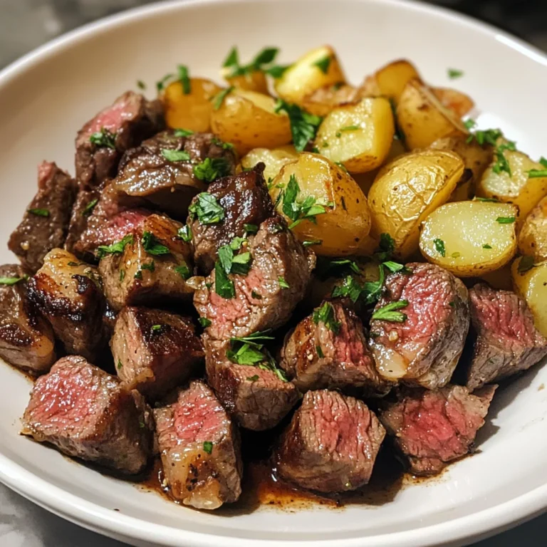 Garlic Butter Steak Bites and Potatoes