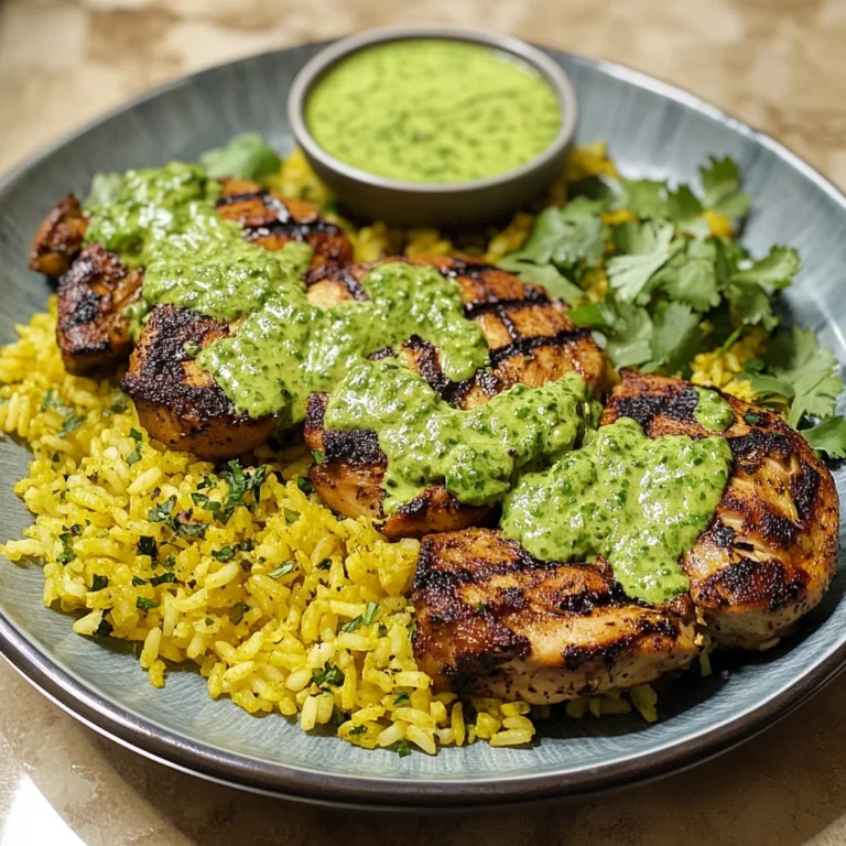 Peruvian Chicken and Rice with Green Sauce