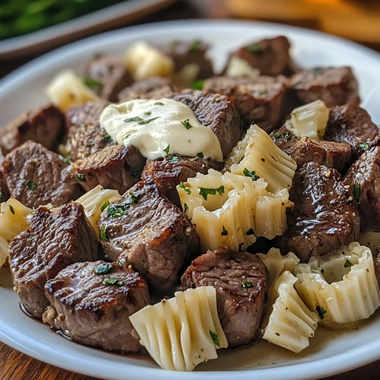 Garlic Butter Steak Bites with Creamy Parmesan Alfredo Pasta