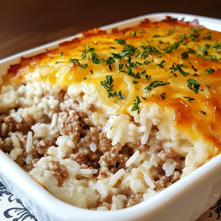 French Onion Ground Beef and Rice Casserole