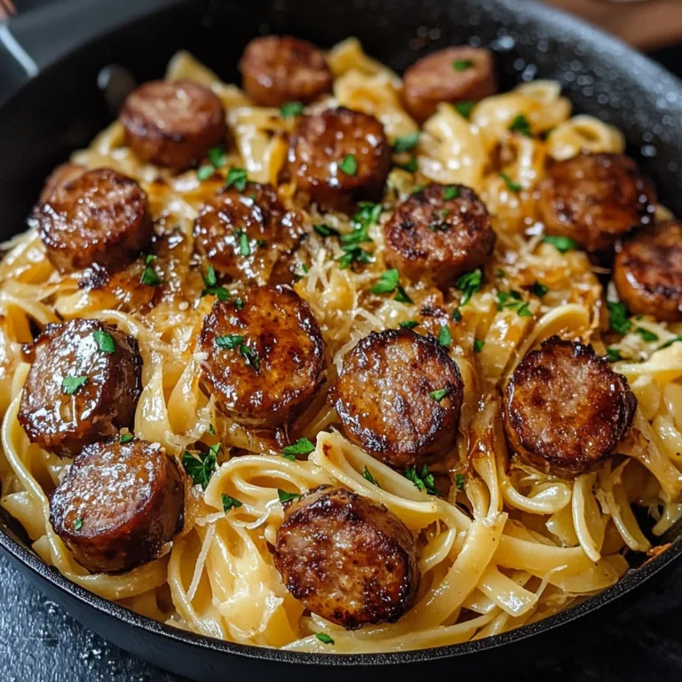 Sticky Honey Garlic Sausage Pasta Skillet