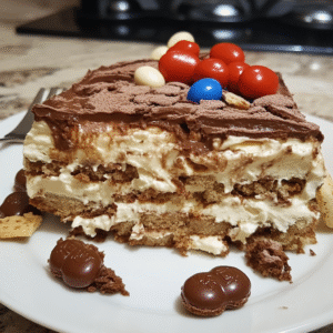 Lire la suite à propos de l’article Tiramisu Kinder Bueno – Un Délice Ultra-Gourmand Sans Cuisson